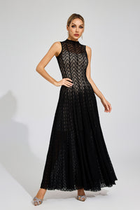 Eryndel Lace Sleeveless Maxi Dress In Black