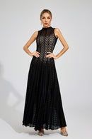 Eryndel Lace Sleeveless Maxi Dress In Black
