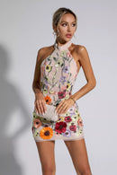 Margo Flesh Pink Floral Embroidery Dress