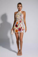 Margo Flesh Pink Floral Embroidery Dress