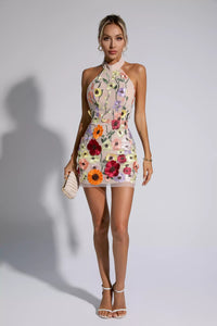 Margo Flesh Pink Floral Embroidery Dress