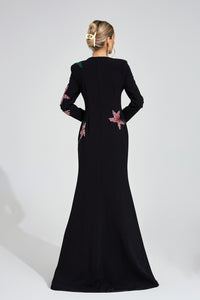 Aerthion Black Floral Maxi Dress
