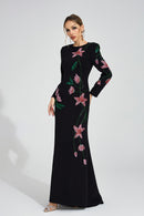 Aerthion Black Floral Maxi Dress