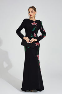 Aerthion Black Floral Maxi Dress