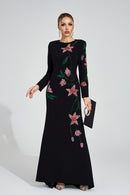 Aerthion Black Floral Maxi Dress