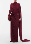 Ditza Asymmetrical Ribbon Ruched Maxi Dress