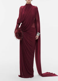 Ditza Asymmetrical Ribbon Ruched Maxi Dress
