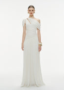 Osenia Pleated Draped Shoulder Maxi Dress