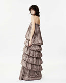 Hylrek Strapless Tiered Maxi Dress In Grey