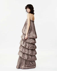 Hylrek Strapless Tiered Maxi Dress In Grey