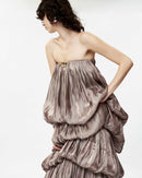Hylrek Strapless Tiered Maxi Dress In Grey