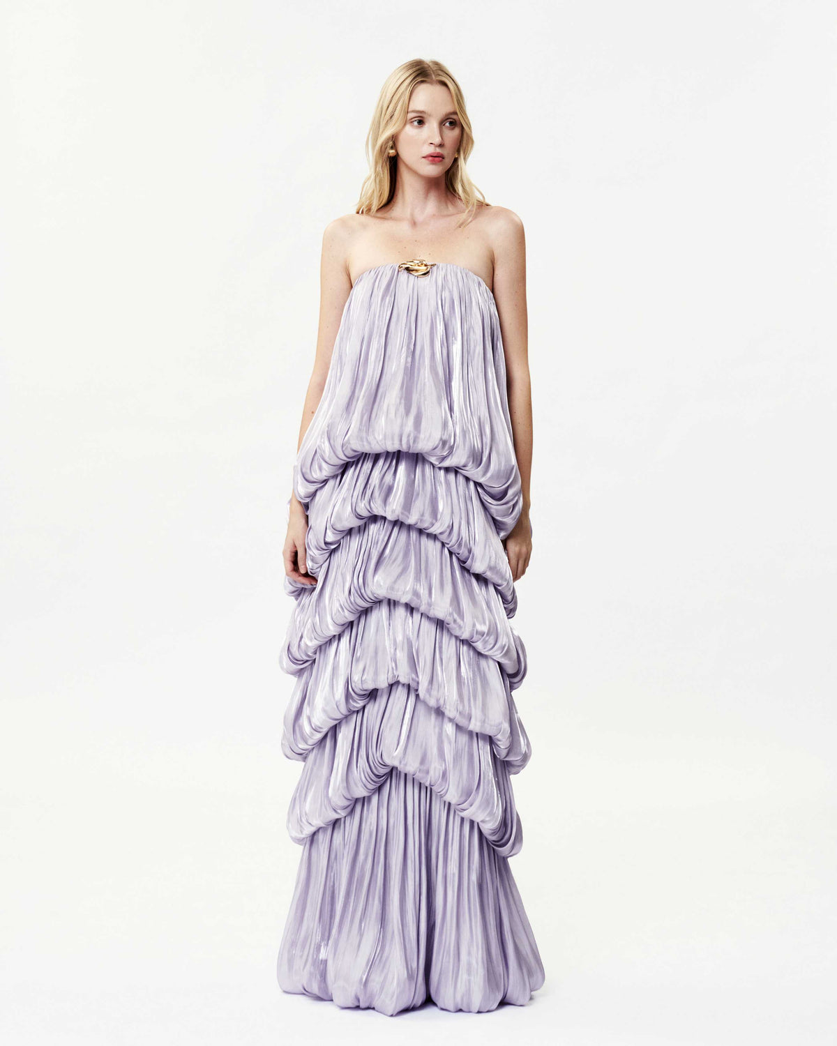 Hylrek Strapless Tiered Maxi Dress In Lilac