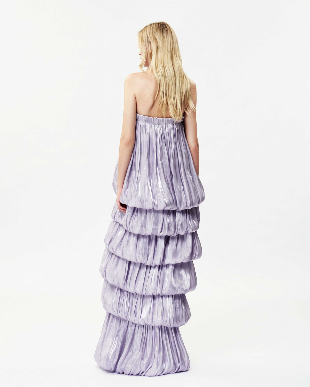 Hylrek Strapless Tiered Maxi Dress In Lilac