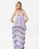 Hylrek Strapless Tiered Maxi Dress In Lilac