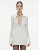 Ultharic Wrap-Style Knit Shirt Mini Dress