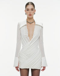 Ultharic Wrap-Style Knit Shirt Mini Dress