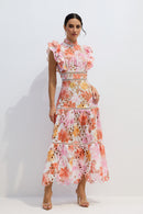 Cellini Print Lace Embroidered Maxi Dress