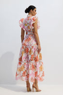 Cellini Print Lace Embroidered Maxi Dress