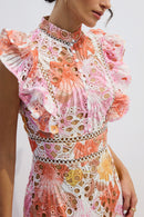 Cellini Print Lace Embroidered Maxi Dress