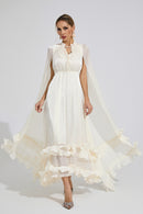 Beryvin Apricot Ruffle Maxi Dress