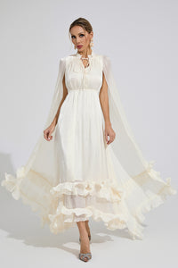 Beryvin Apricot Ruffle Maxi Dress