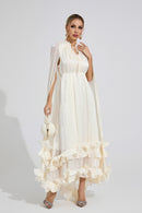 Beryvin Apricot Ruffle Maxi Dress
