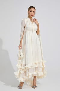 Beryvin Apricot Ruffle Maxi Dress