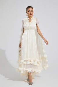 Beryvin Apricot Ruffle Maxi Dress