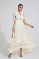 Beryvin Apricot Ruffle Maxi Dress