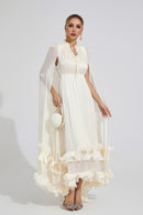 Beryvin Apricot Ruffle Maxi Dress