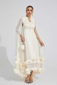 Beryvin Apricot Ruffle Maxi Dress