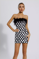 Phyllis Feather Trim Dots Sequin Dress