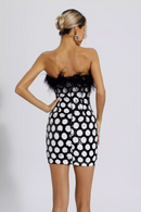 Phyllis Feather Trim Dots Sequin Dress