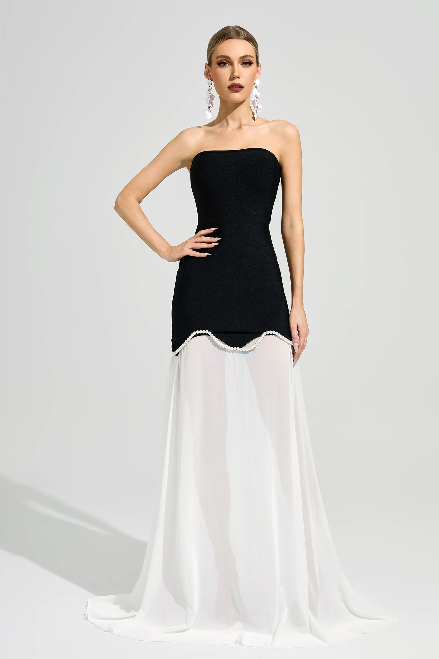 Xelyra Black Strapless Bandage Maxi Dress