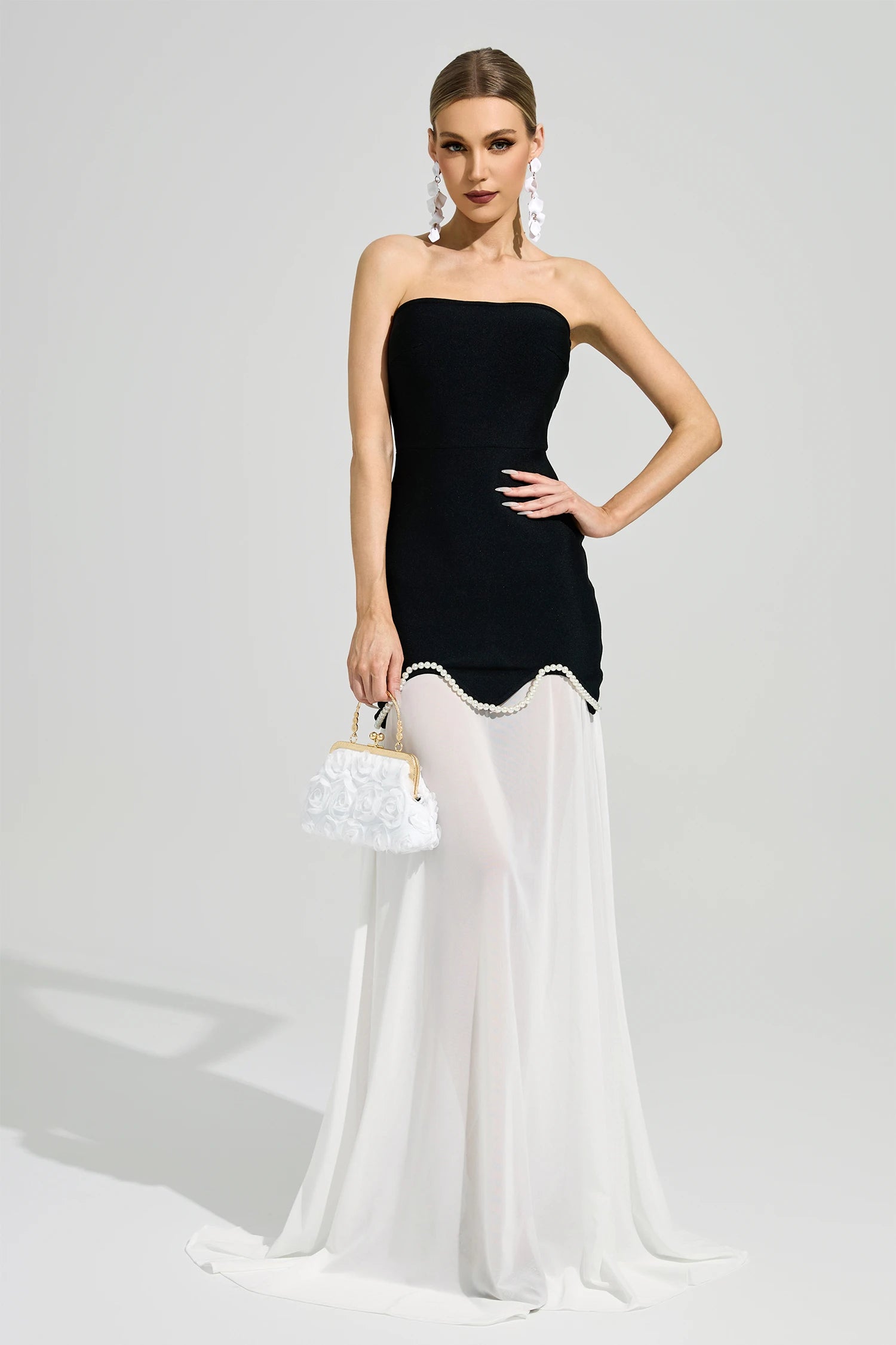Xelyra Black Strapless Bandage Maxi Dress