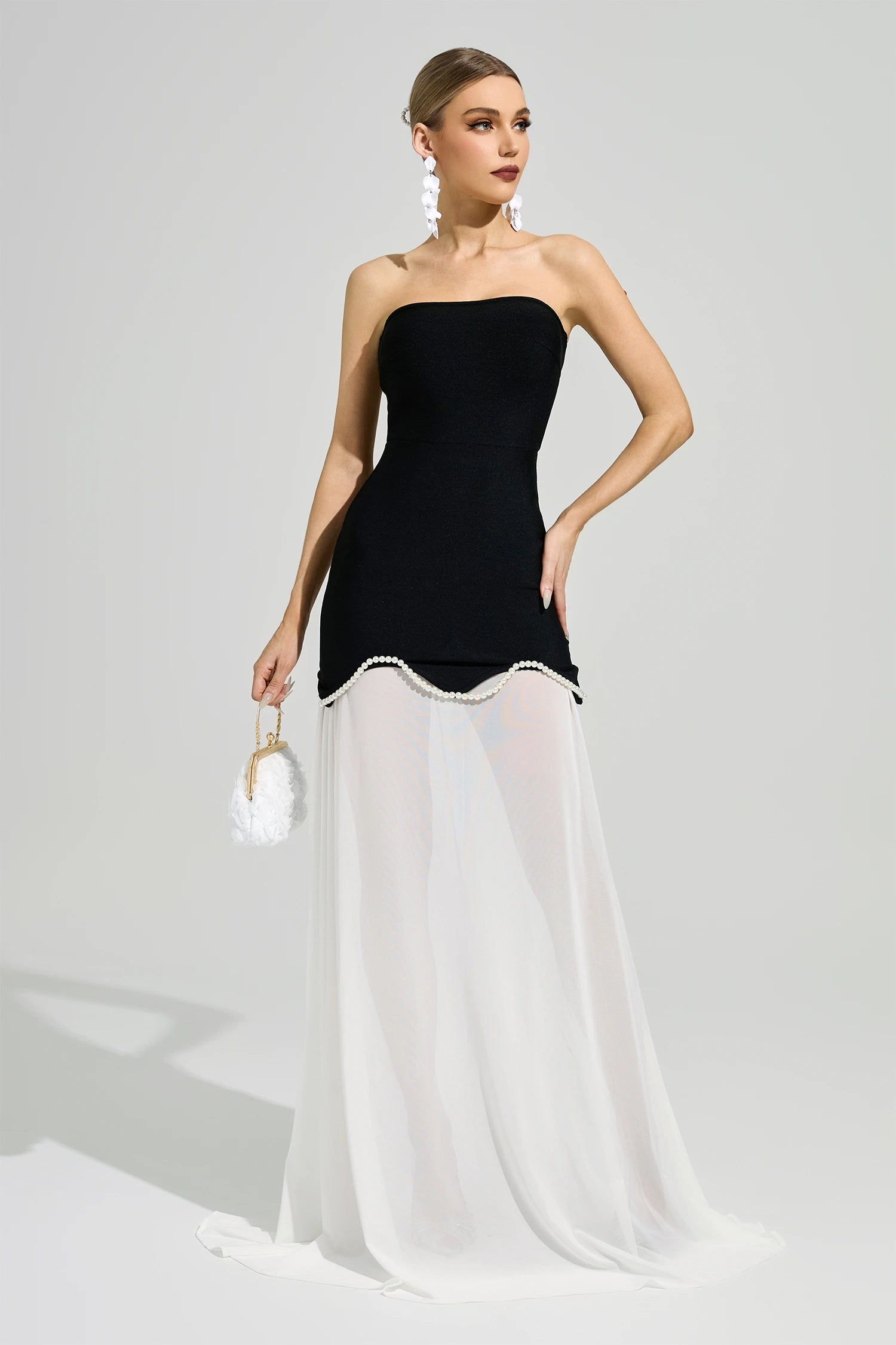 Xelyra Black Strapless Bandage Maxi Dress
