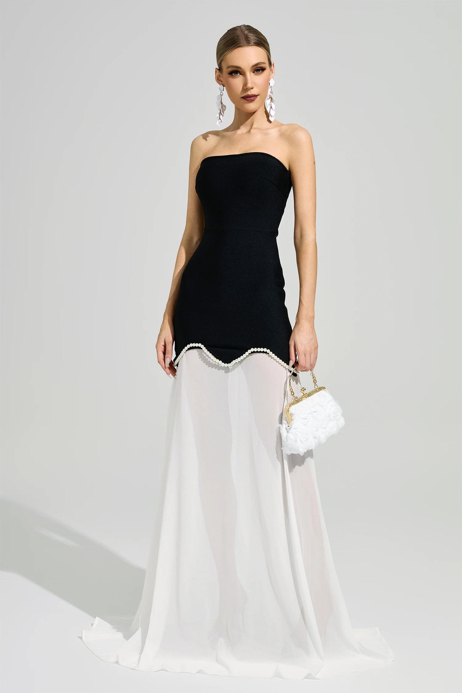 Xelyra Black Strapless Bandage Maxi Dress
