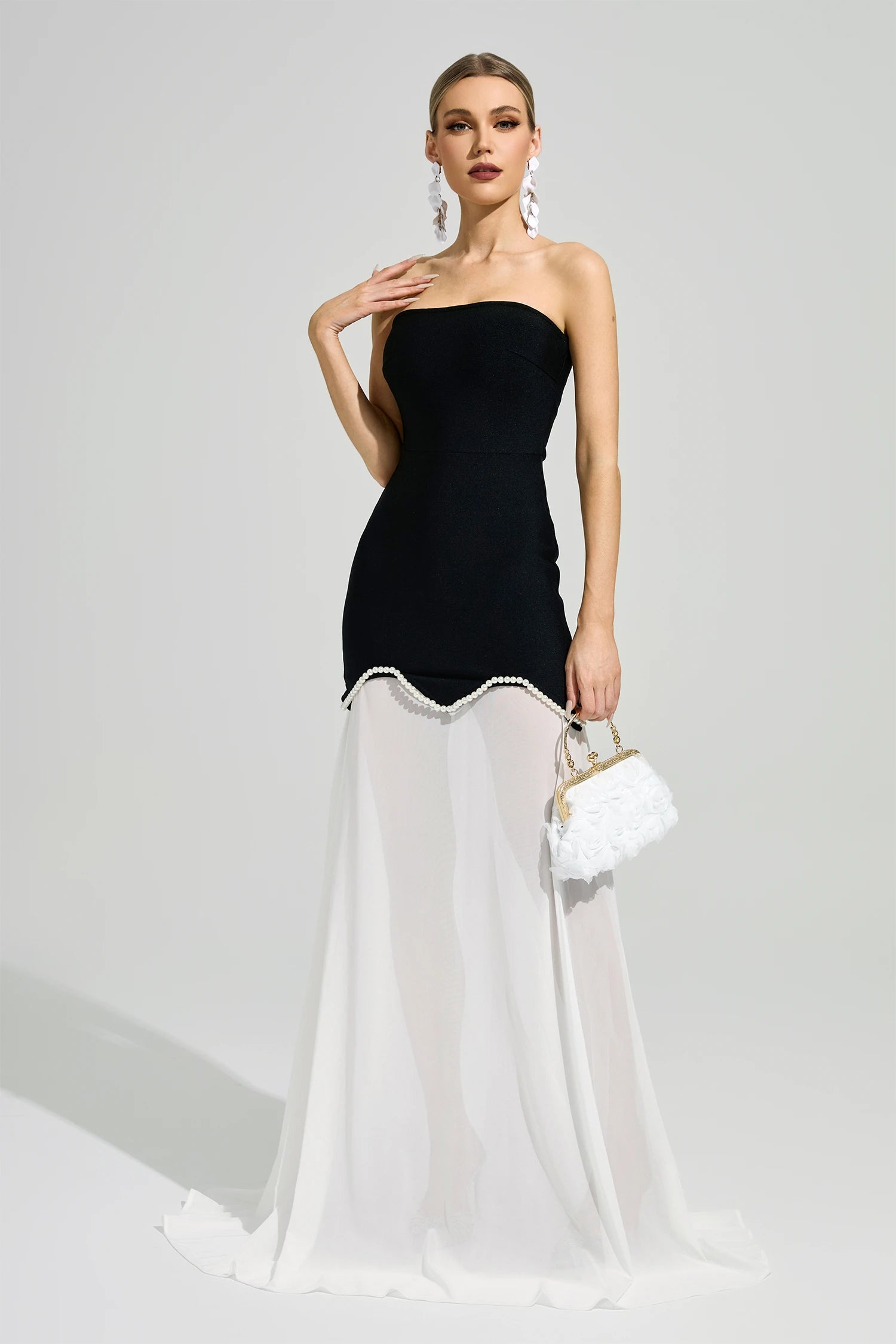 Xelyra Black Strapless Bandage Maxi Dress
