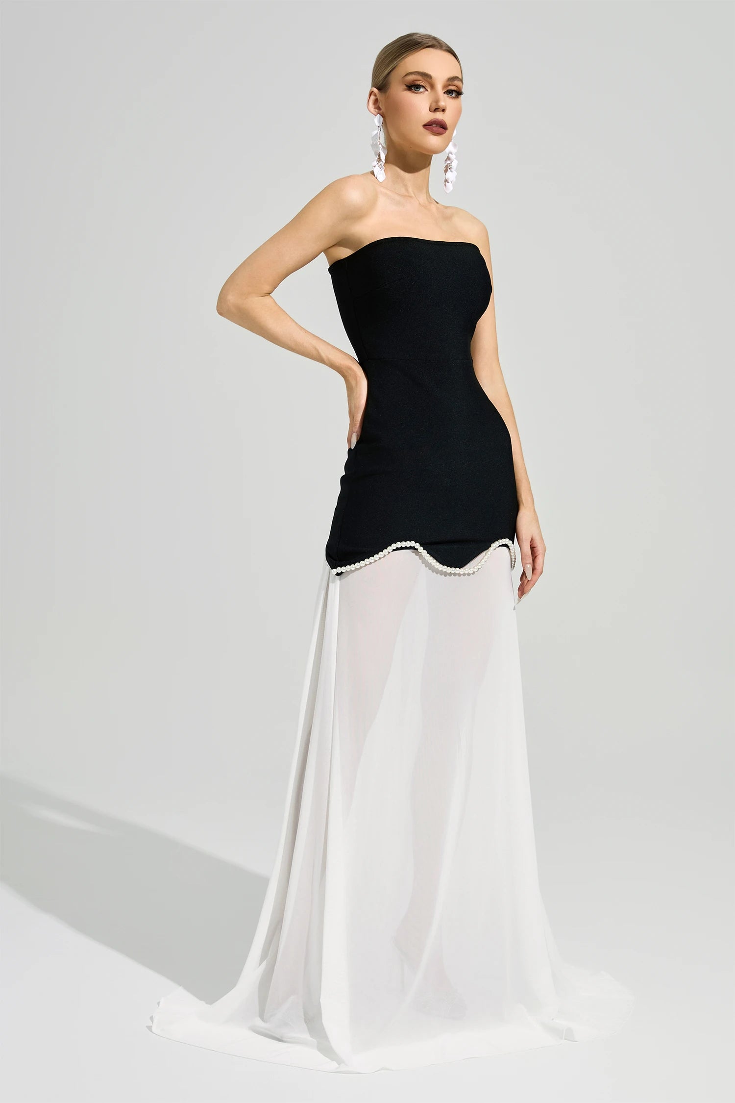 Xelyra Black Strapless Bandage Maxi Dress