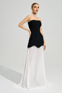 Xelyra Black Strapless Bandage Maxi Dress