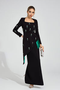 Yeldrith Black Ruffle Maxi Dress