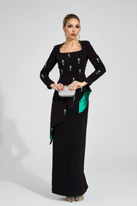 Yeldrith Black Ruffle Maxi Dress