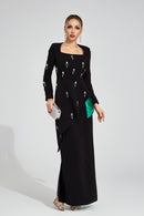 Yeldrith Black Ruffle Maxi Dress