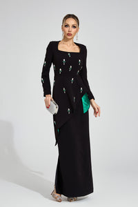 Yeldrith Black Ruffle Maxi Dress