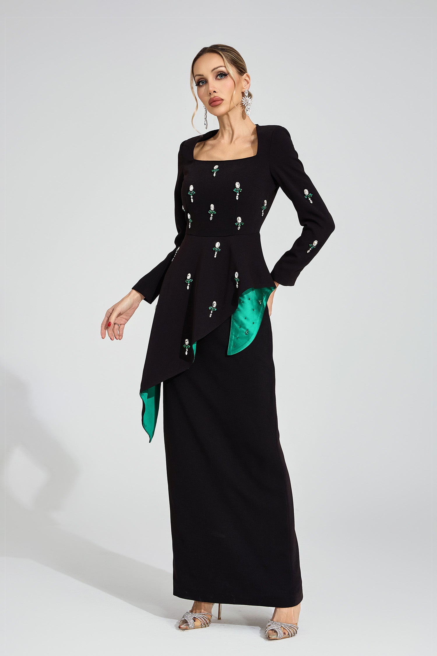 Yeldrith Black Ruffle Maxi Dress