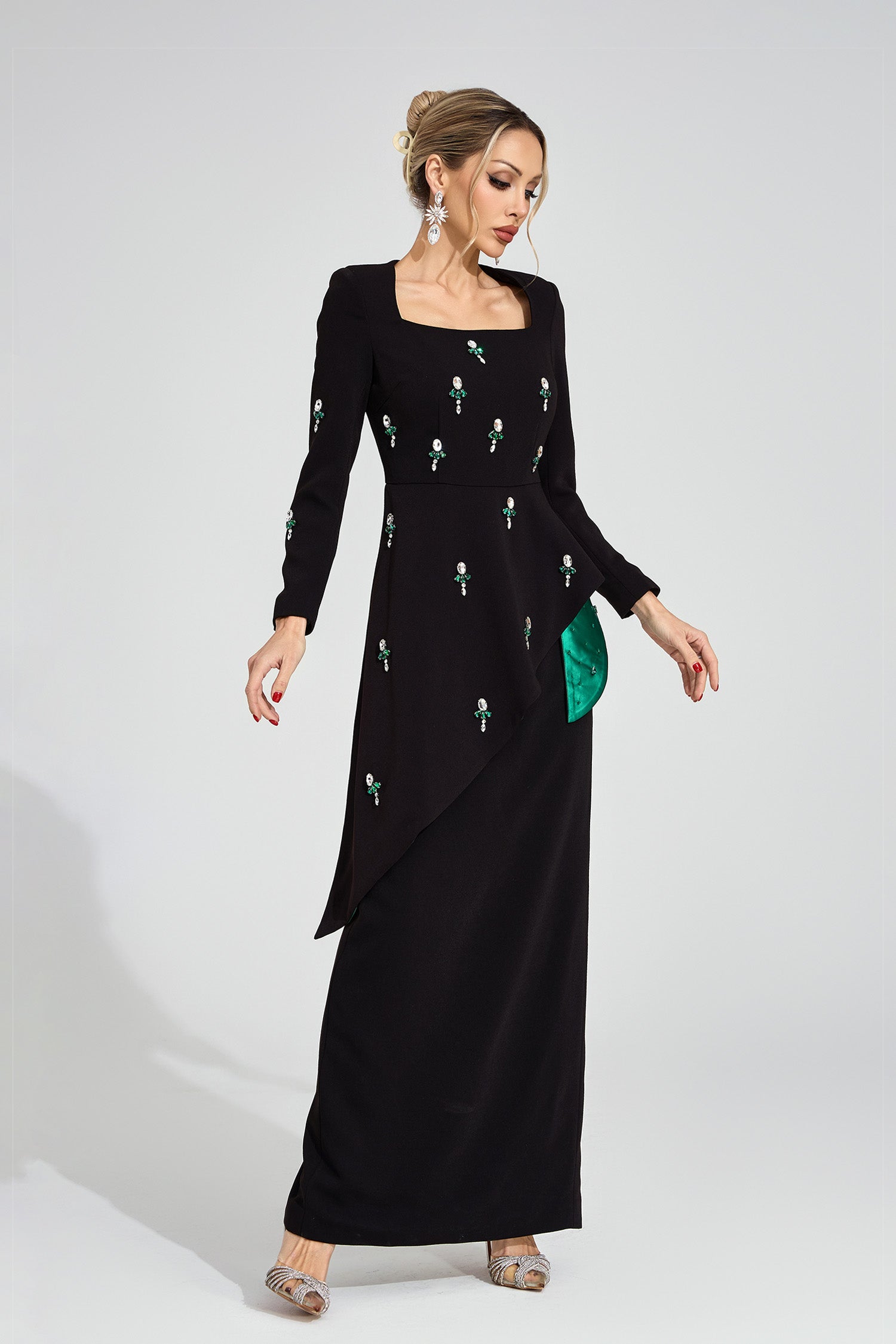 Yeldrith Black Ruffle Maxi Dress