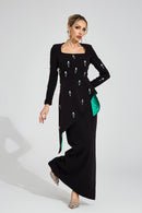 Yeldrith Black Ruffle Maxi Dress