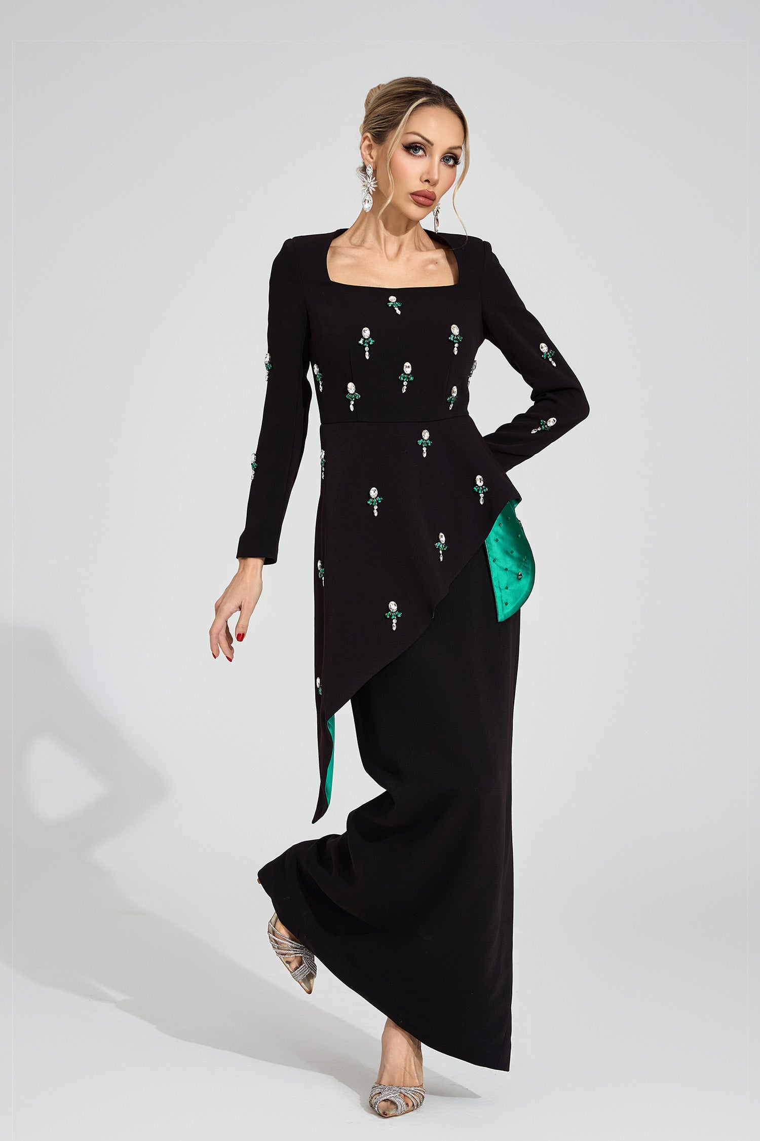 Yeldrith Black Ruffle Maxi Dress
