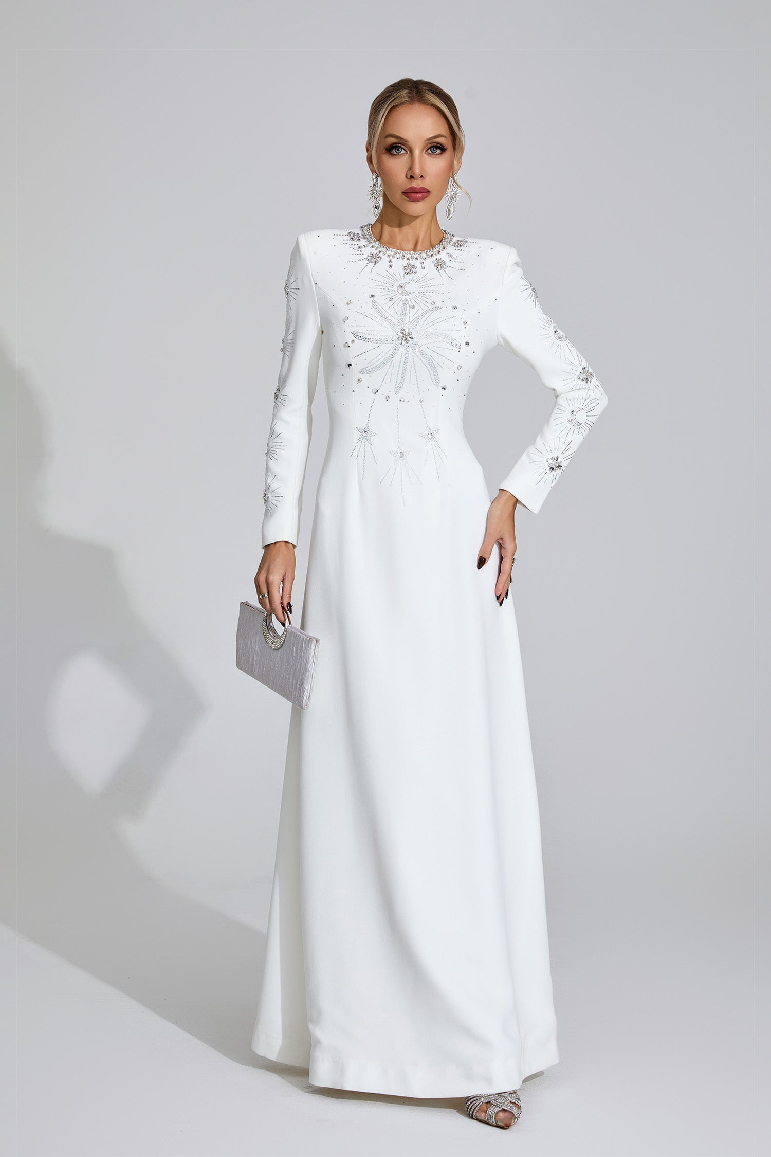 Galvina Diamond Maxi Dress In White