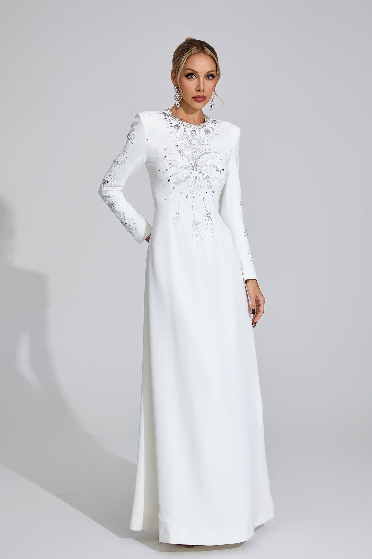 Galvina Diamond Maxi Dress In White